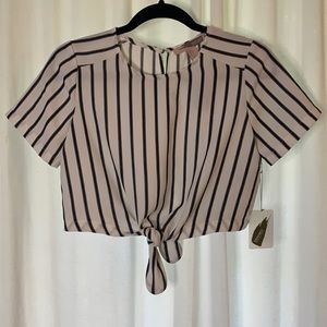 Crop Blouse With White & Black Stripes